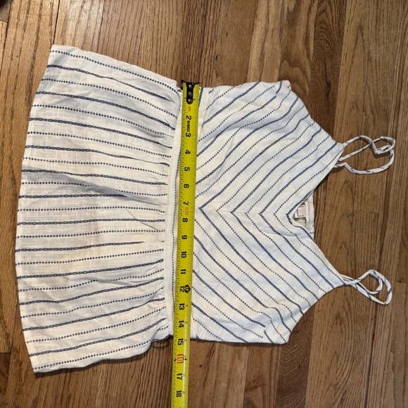 Monteau Los Angeles Blue White Striped Linen Blend Peplum Cami Top XL 201527 - Picture 5 of 8